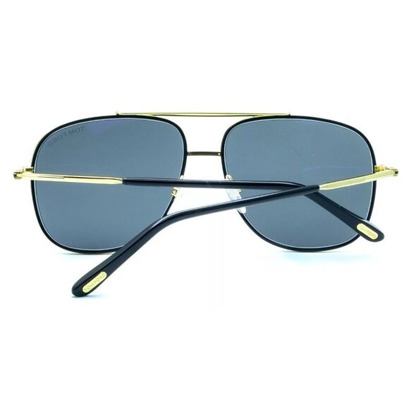 Tom Ford Benton TF0693 Aviator Sunglasses/Case in Black NWT $495 - Picture 9 of 13